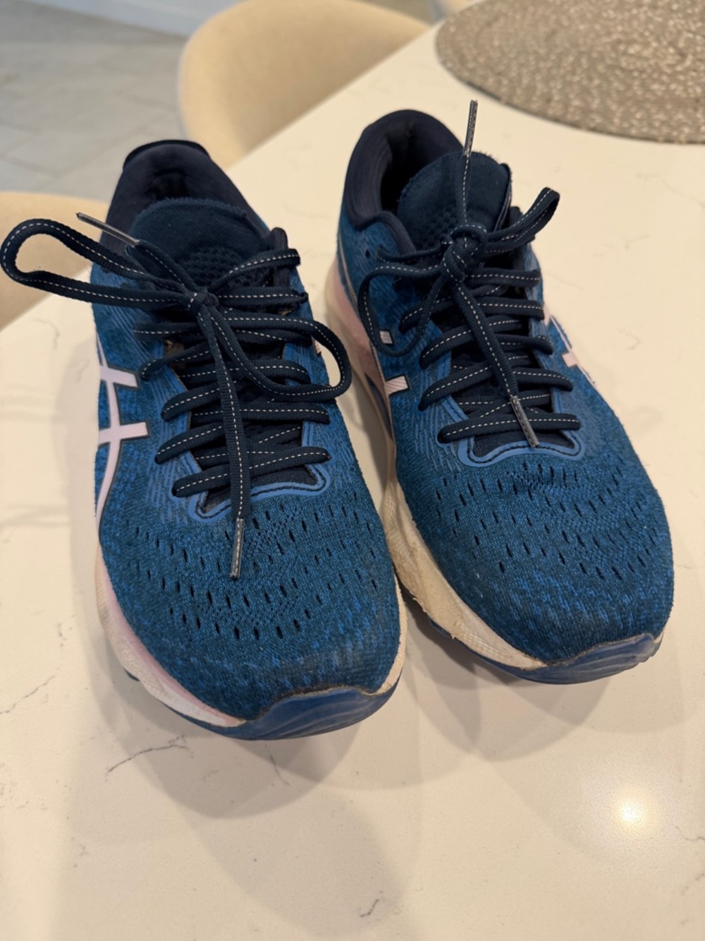 ASICS Navy and White Running Shoes